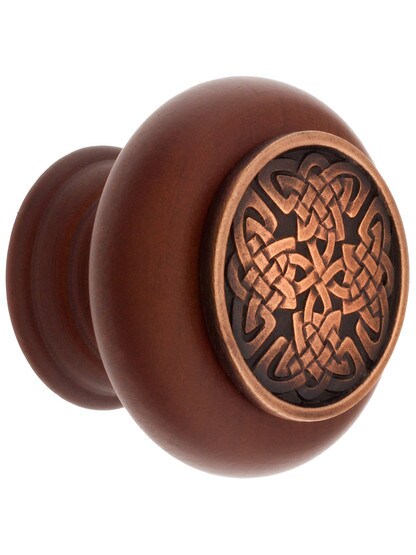 1 1/2 inch Diameter Celtic Isles Knob in Cherry/Antique Copper.